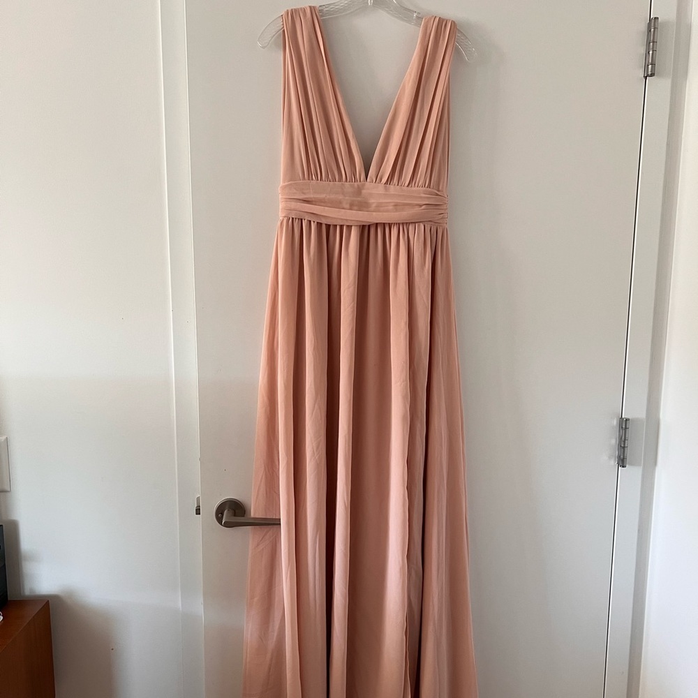 Lulus blush bridesmaid dress